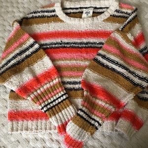 Cotton striped crop sweater
